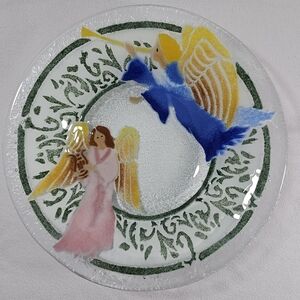 Peggy Karr Fused Glass Bowl Angels